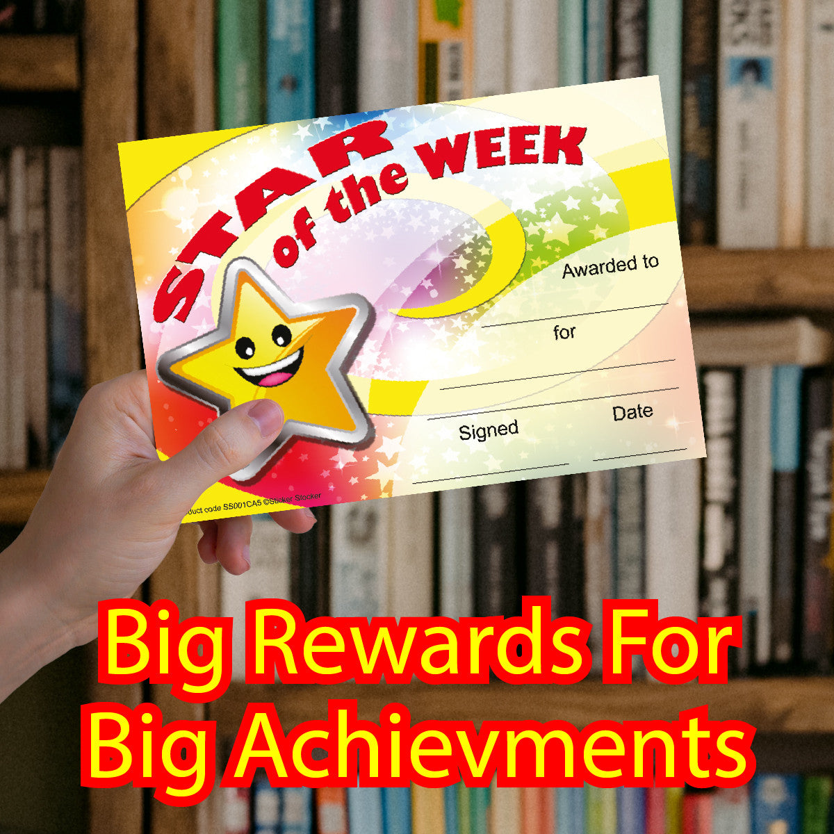 Sticker Stocker 30 Star of the Week award certificates for school teachers, 250gsm A5 silk finish card