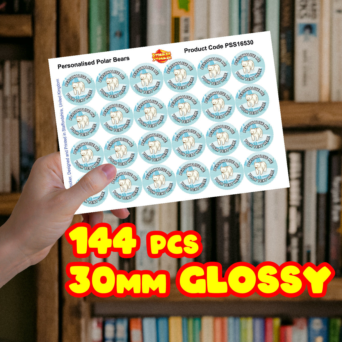 Polar Bear Personalised 30mm Reward Stickers for School Teachers, Parents and Nursery