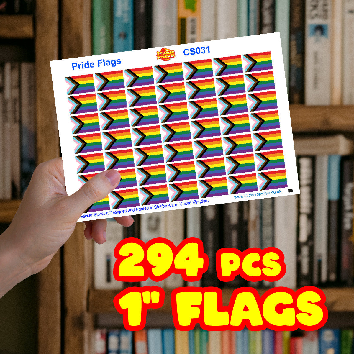 Sticker Stocker - 294 Pride Flags Glossy LGBT Stickers 1inch across rectangle labels