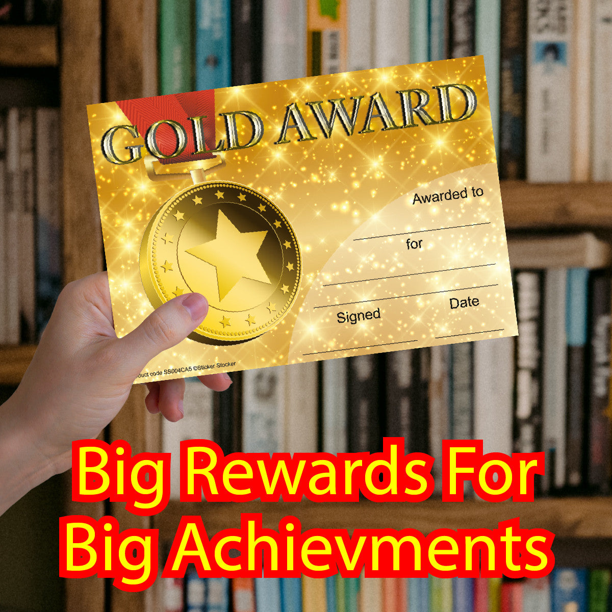 Sticker Stocker 30 Gold Award Certificates for school teachers, 250gsm A5 silk finish card
