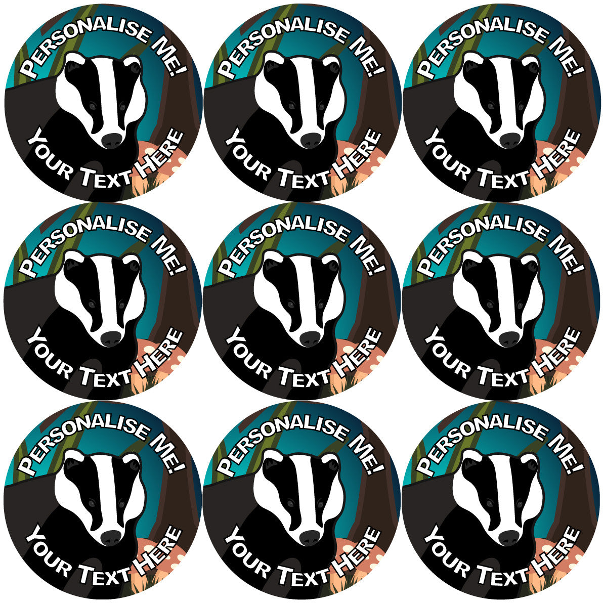 Sticker Stocker - 144 Personalised Badger 30mm Reward Stickers for School Teachers, Parents and Nursery