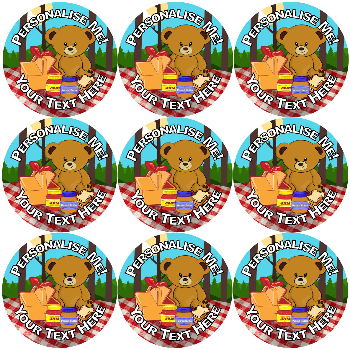 Sticker Stocker - 144 Personalised Teddy Bears' Picnic 30mm Reward Stickers for School Teachers, Parents and Nursery