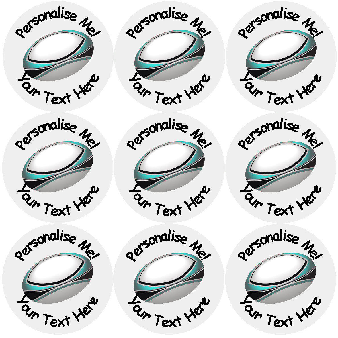 Sticker Stocker 144 Personalised Rugby Ball 30mm Reward Stickers for School Teachers, Party Bag, Parents and Nursery