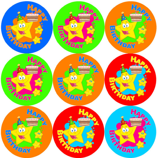 Sticker Stocker 144  Birthday Star Themed 30mm Children's Reward Stickers for Teachers or Parents
