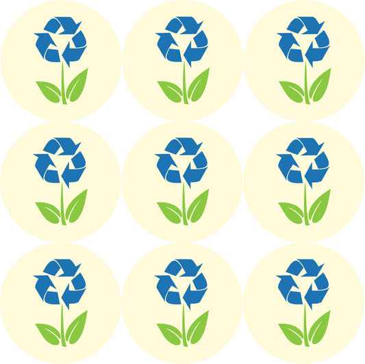 Sticker Stocker 144 Recycled Flowers themed 30mm Stickers Glossy  Labels