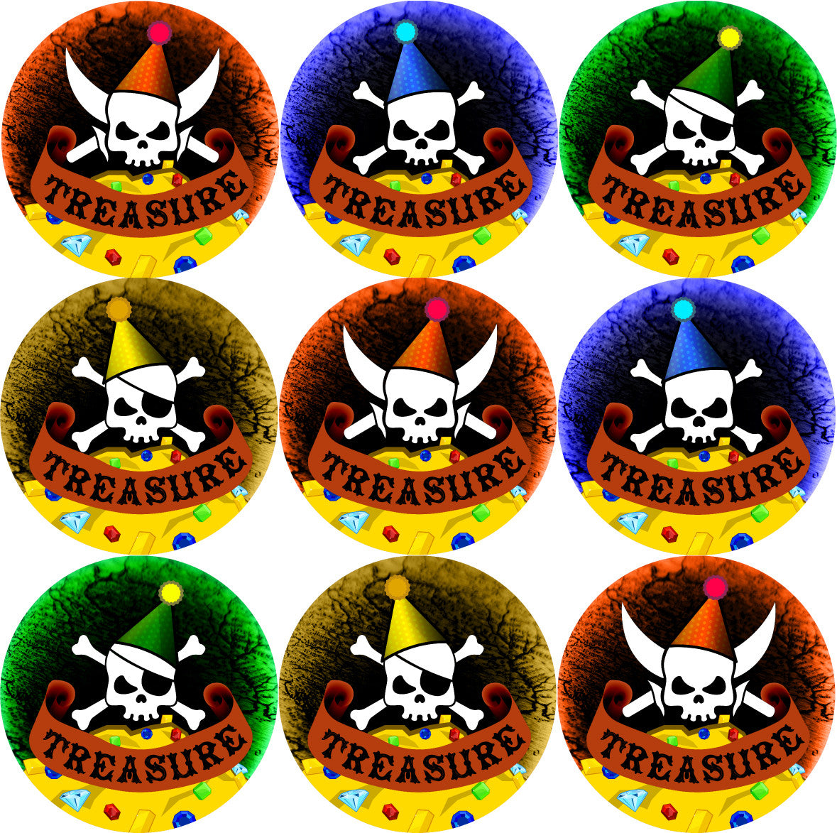 Sticker Stocker - 144 Pirate Skull Party 30mm Children's Birthday Thankyou Stickers