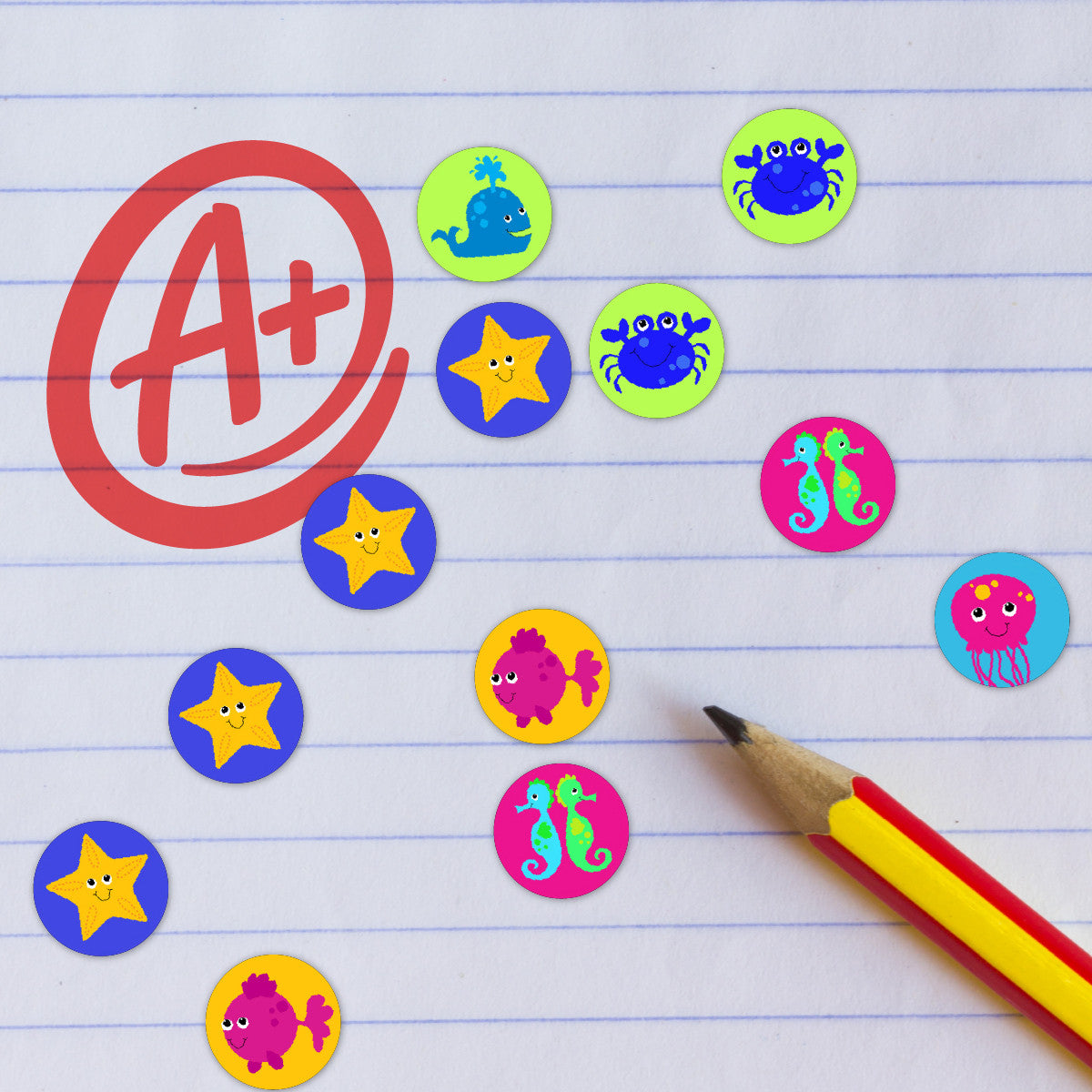 Sticker Stocker - 900 Mini Sea Life 10mm Spot Reward Stickers for Teachers and Planner Charts