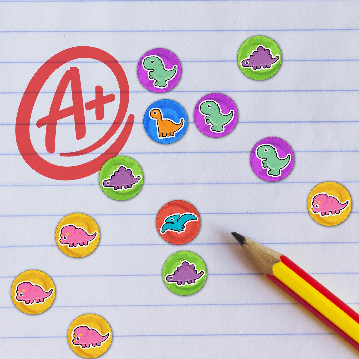 Sticker Stocker - 900 Mini dinosaurs Dots 10mm Spot Stickers for Teachers and Planners