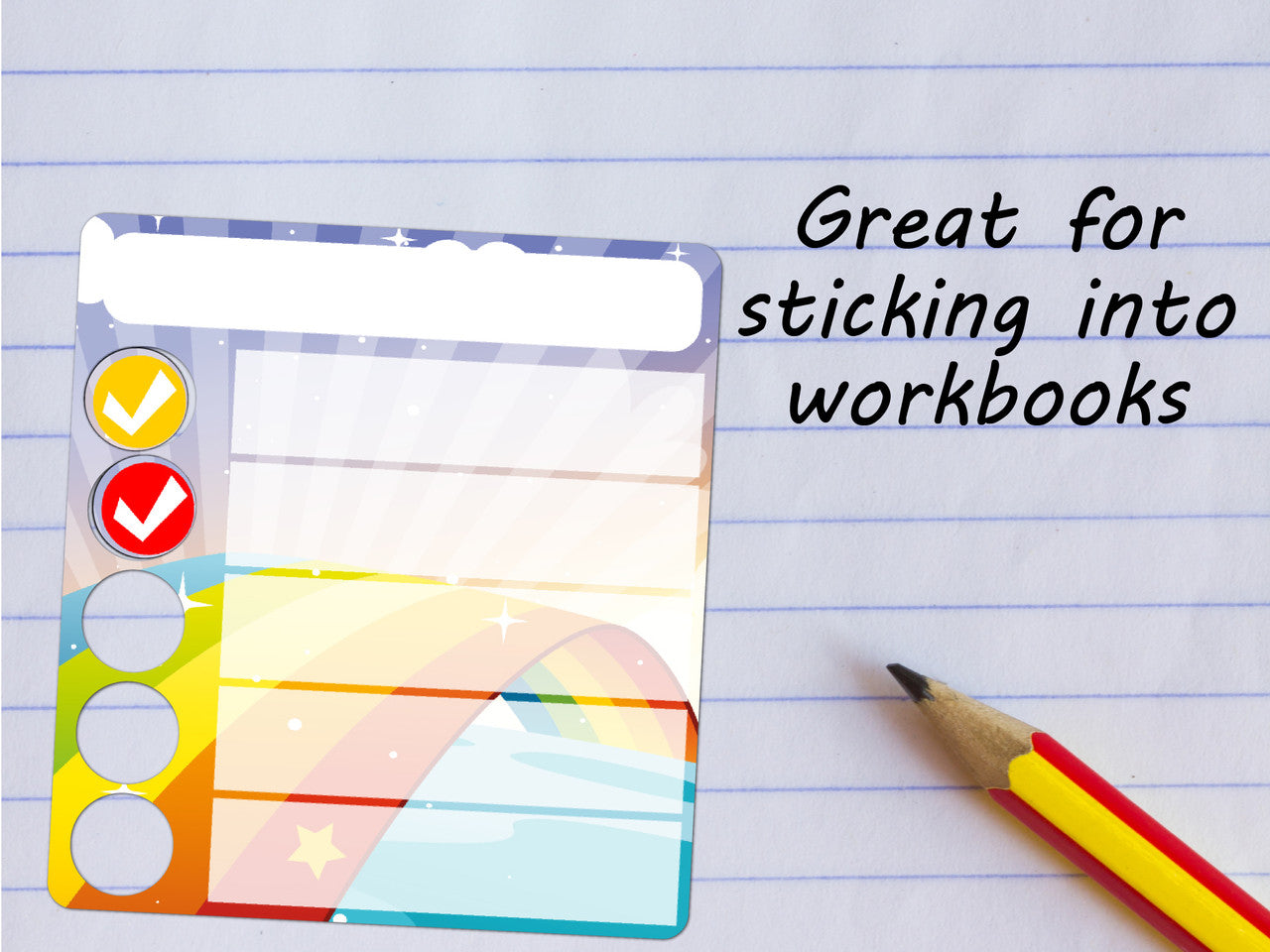 Sticker Stocker - 36 Ticker Trackers - Sticky Reward Charts - Rainbow Comic Themed