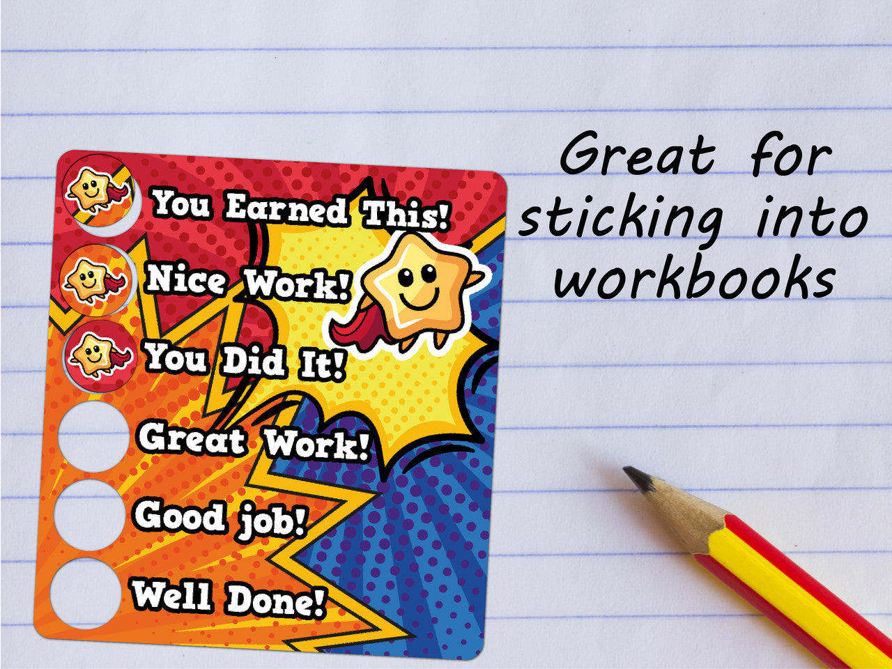 Sticker Stocker - 36 Ticker Trackers - Sticky Reward Charts - Superhero Comic Themed