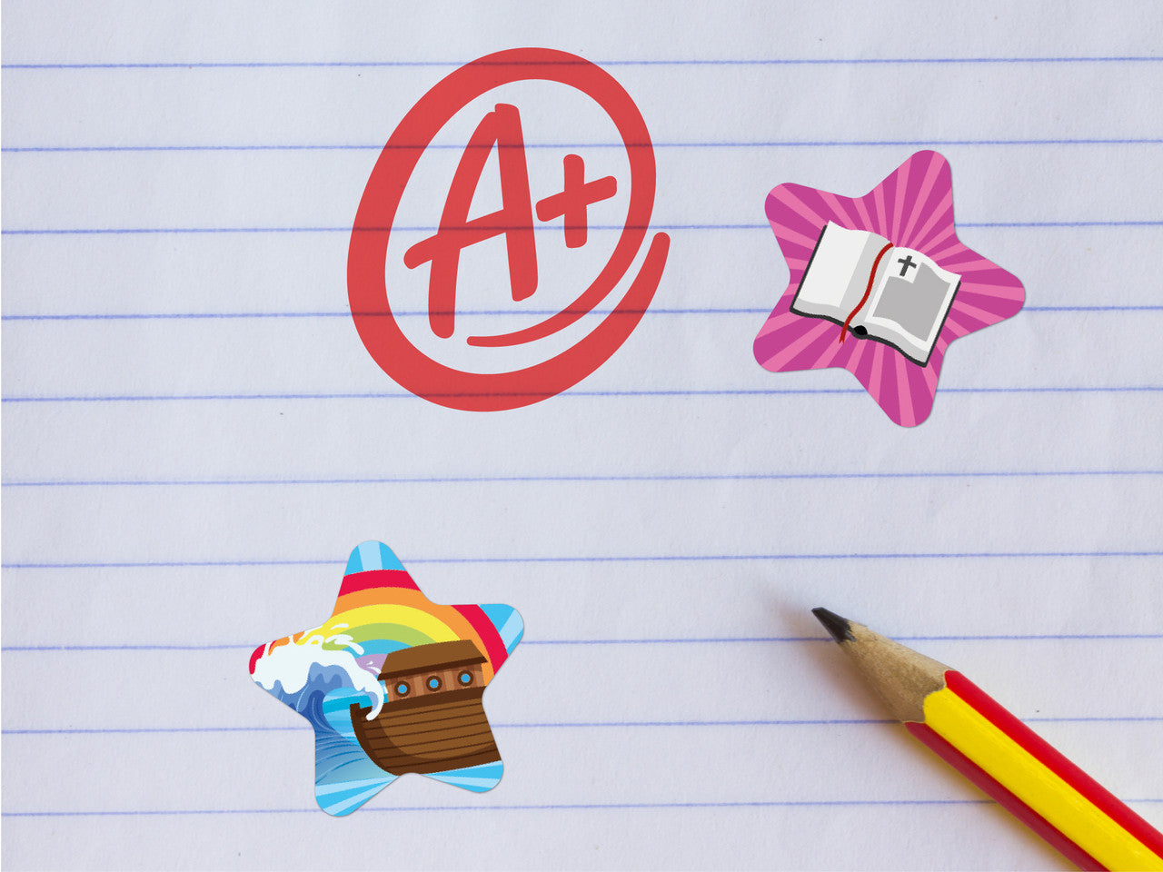 Sticker Stocker - 210 Bible Star Shine 25mm Shaped Children's Reward Stickers for School Teachers and Church