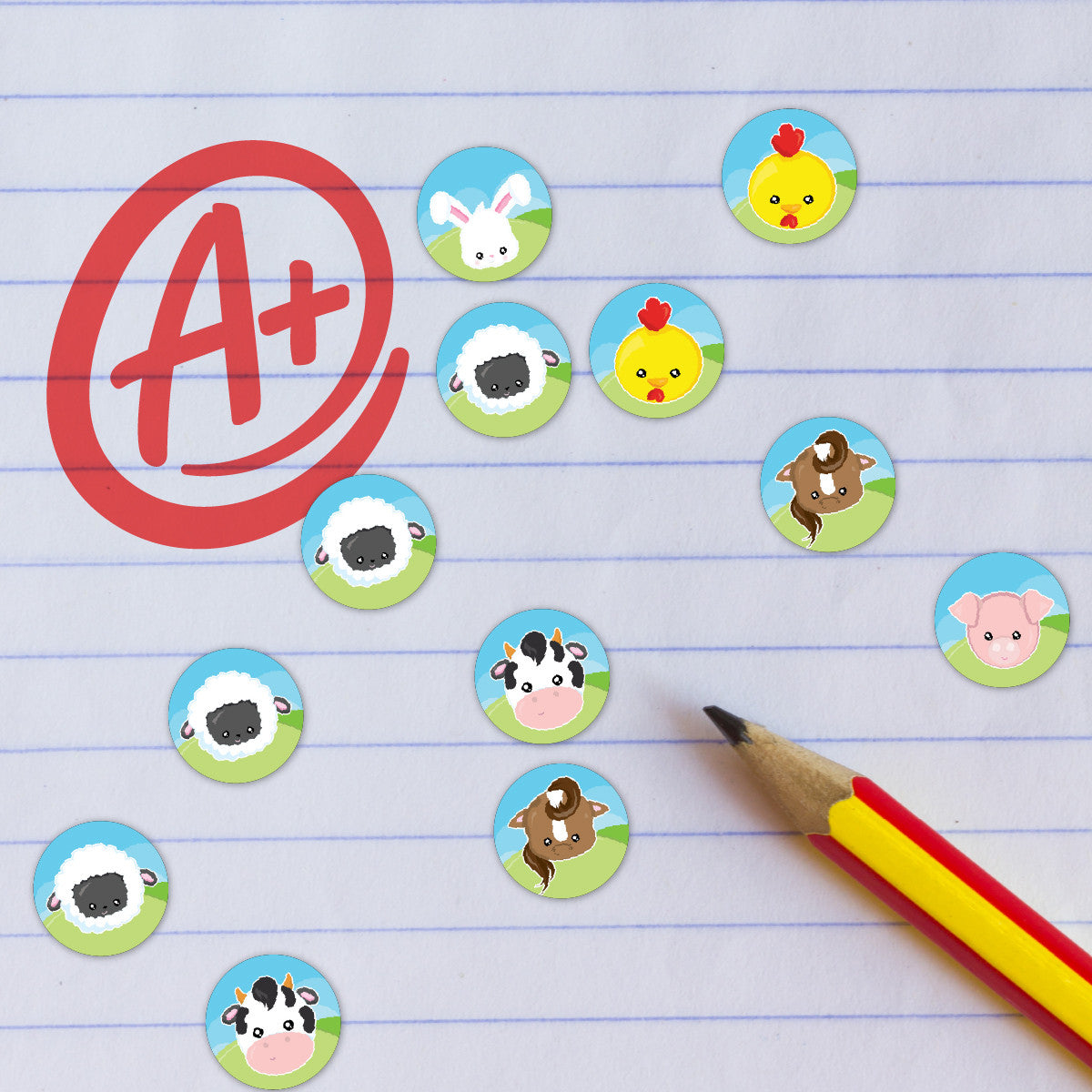 Sticker Stocker 900 Mini Farm Animals Dot 10mm Spot Reward Stickers for Teachers and Planner Charts