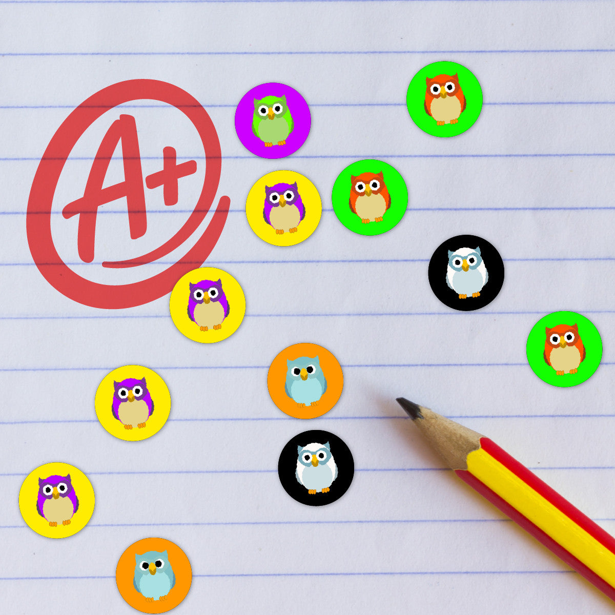Sticker Stocker - 900 Mini Owls 10mm Spot Reward Stickers for Teachers and Planner Charts