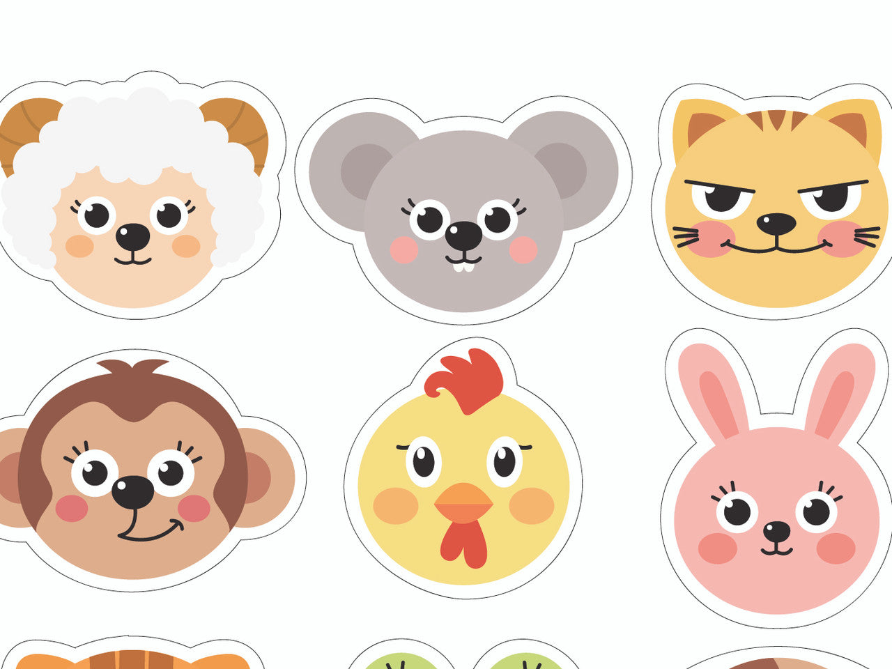 Sticker Stocker - 288 Cute Animal Faces 20mm Shaped Children's Reward Stickers for School Teachers or Nurses