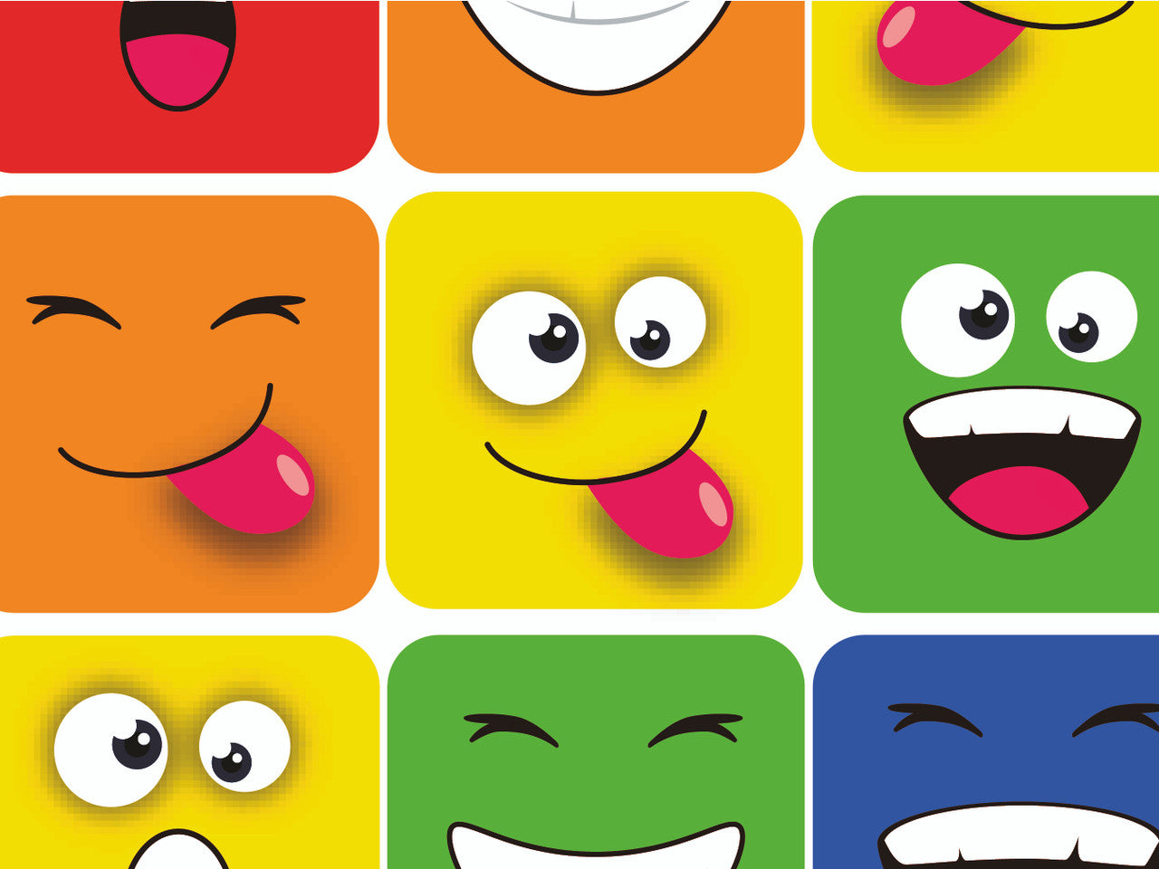 288 Emoji Blox Square Smiles 20mm Shaped Children's Reward Stickers for School Teachers or Nurses