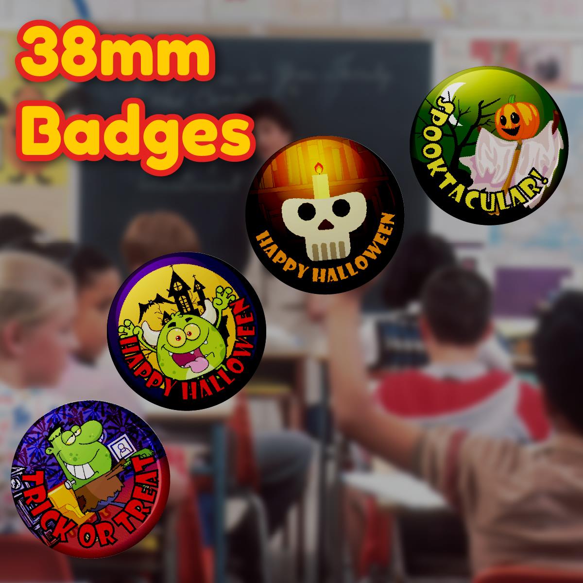 Halloween Trick or Treat Badge 38mm (Pack of 20 Pin Badges - 38mm)