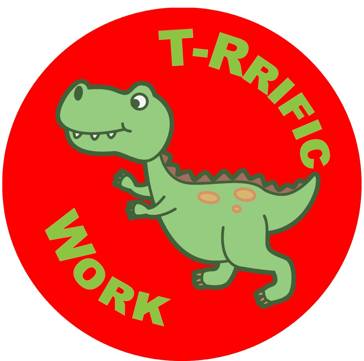 144 T-Rrifick Work Dinosaur 30mm Round Children's Reward Stickers for Teachers or Parents