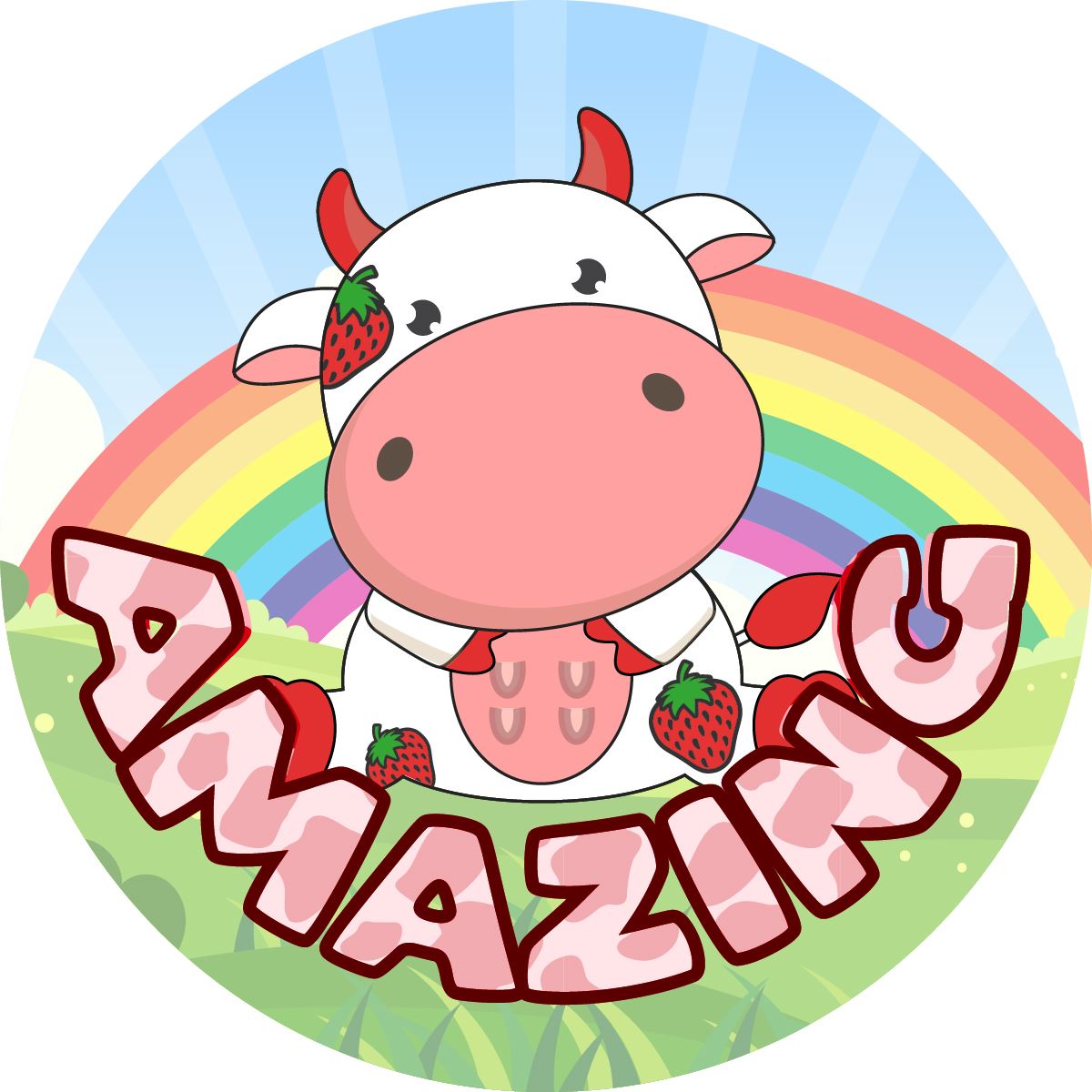 120 Strawberry Cows 30mm Scented Reward Stickers for Teachers, Parents and Party Bags