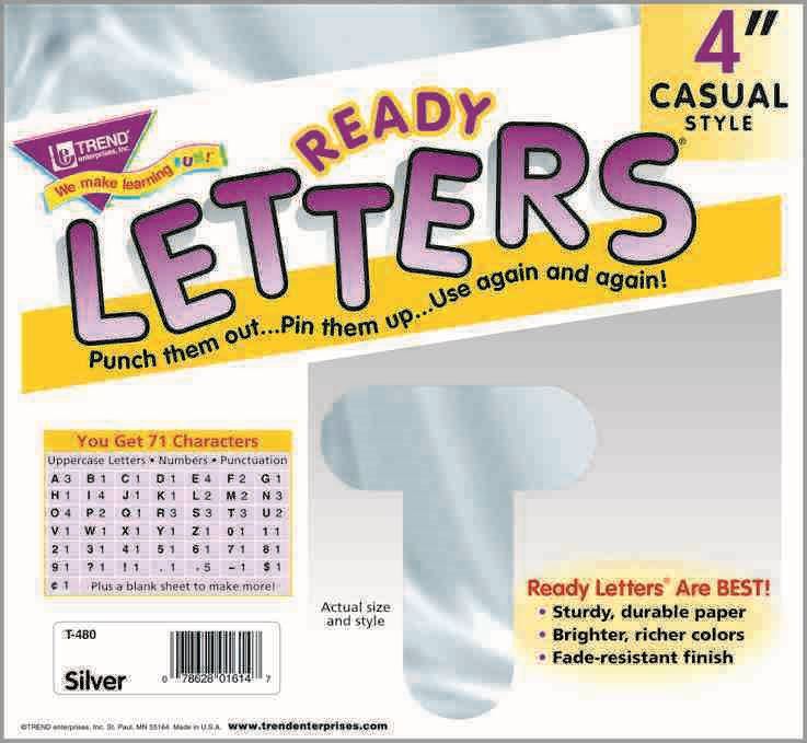 Display Board Ready Letters - Metallic Silver 4" Casual