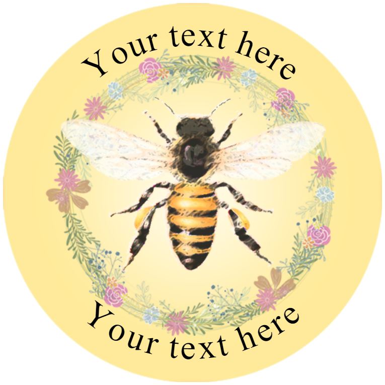 144 Personalised Honey Bee 30mm Glossy Stickers Labels