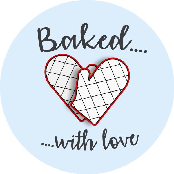 144 Baked With Love Glossy Stickers Home Baking Gift Packaging Seal Labels