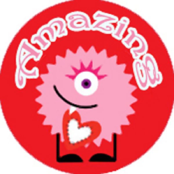 144 Monster Hearts Praise Words 30mm Children's Reward Stickers for Teachers or Parents