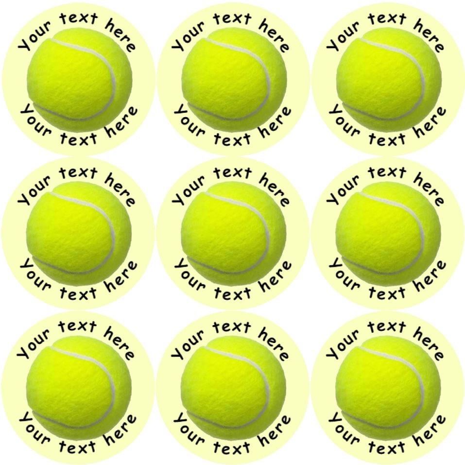 144 Personalised Tennis 30mm Reward Stickers for School Teachers, Party Bag, Parents and Nursery
