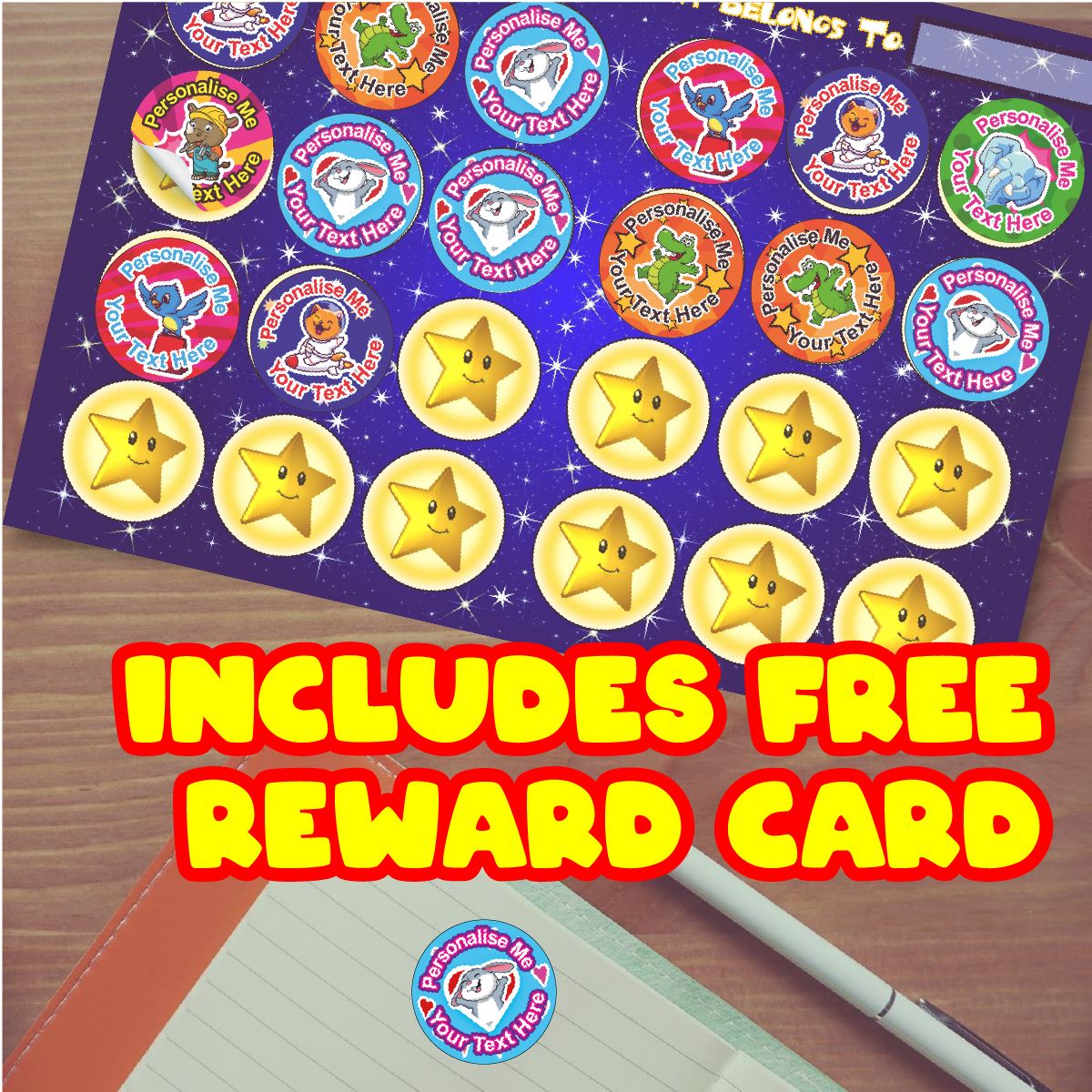 144 Personalised 30mm Animal Friends Reward Stickers for School Teachers, Parents and Nursery