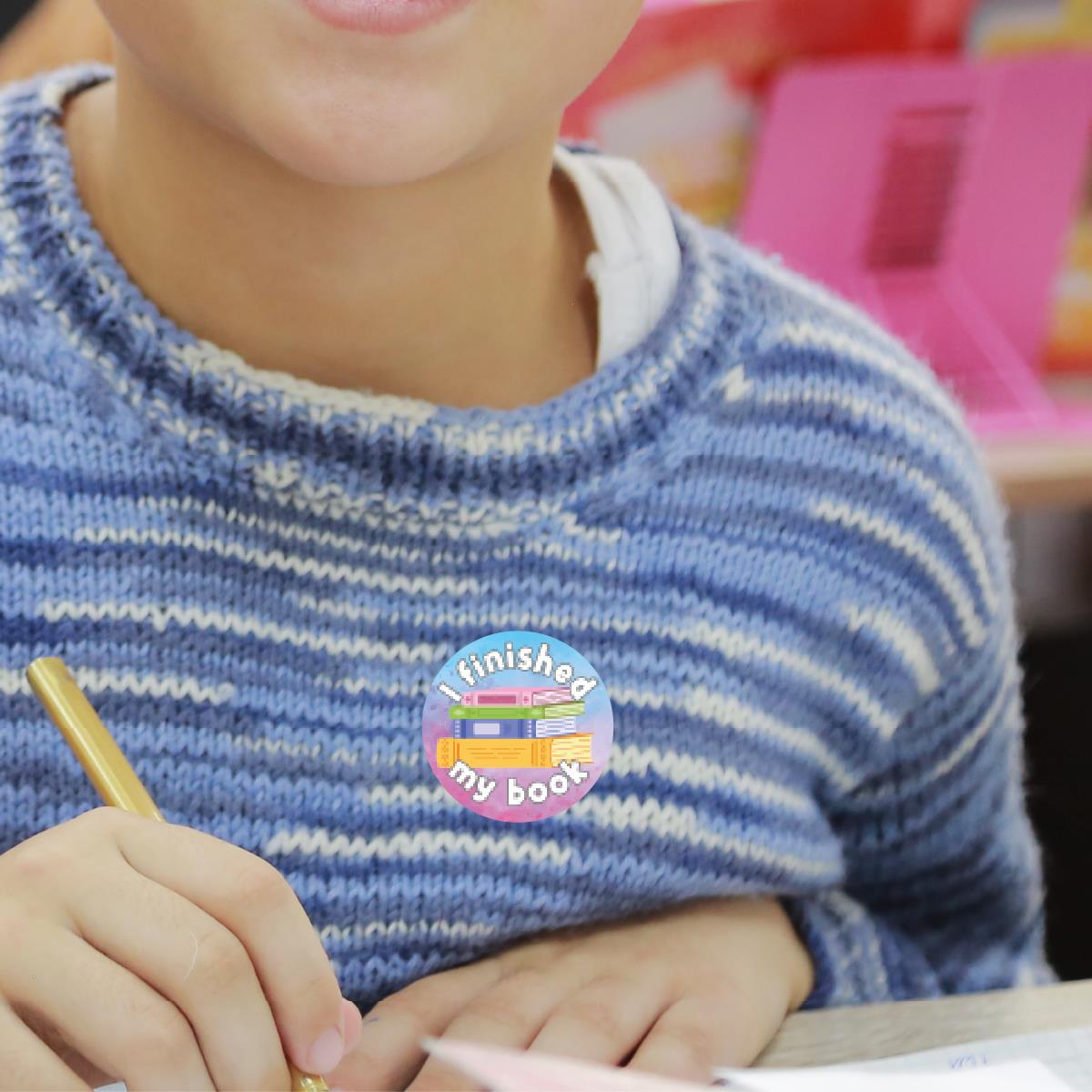 144 I Finished My Book Reward Stickers 30mm Positivity Reward Stickers for Teachers or Parents