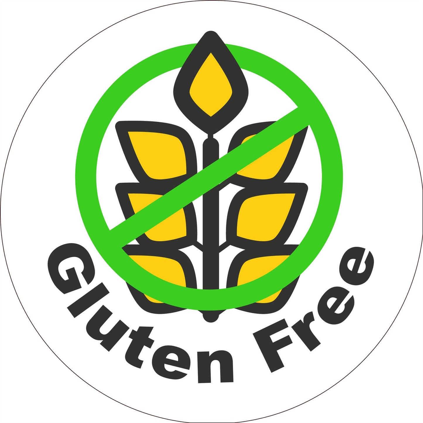 144 Gluten Free Stickers - Green - 30mm Glossy Food Allergy Labels