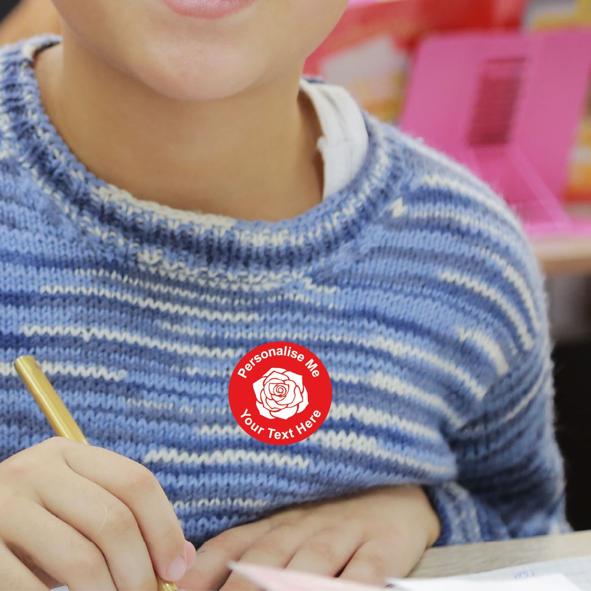 144 Rose Red Personalised 30mm Reward Stickers for School Teachers