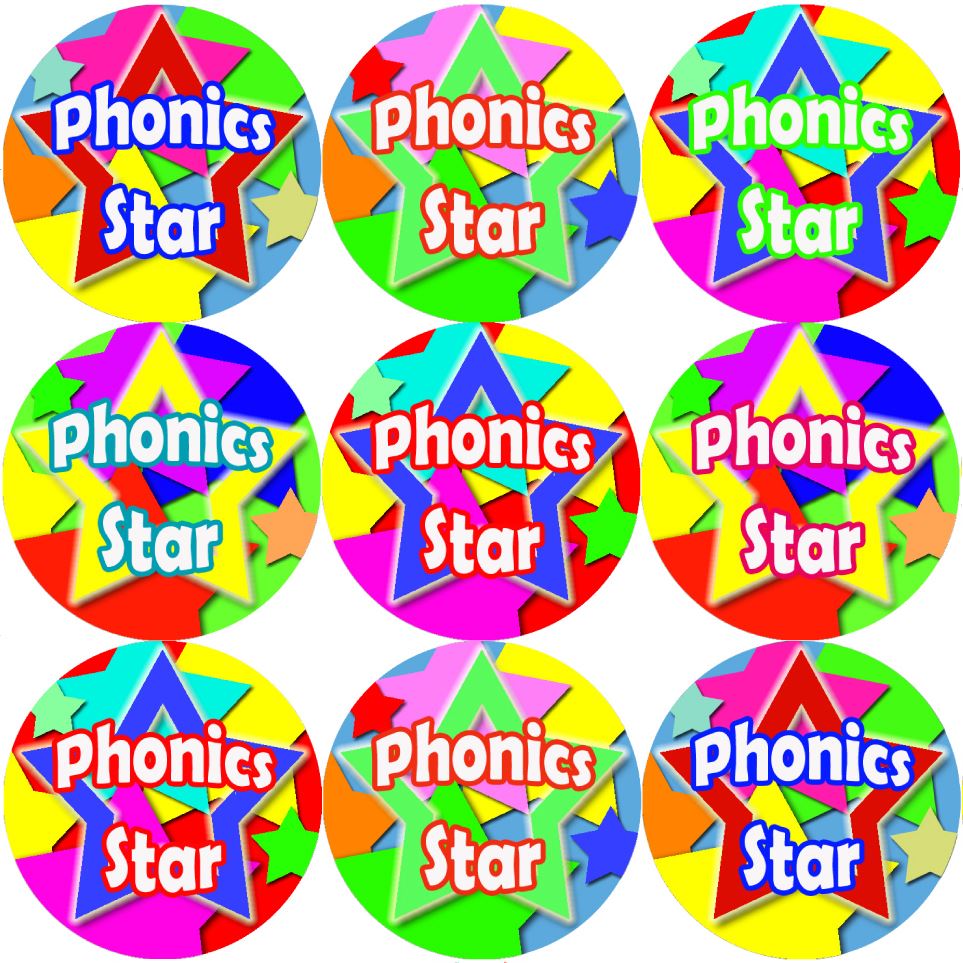 144 Phonics Star 30mm Reward Stickers for School Teachers, Parents and Nursery