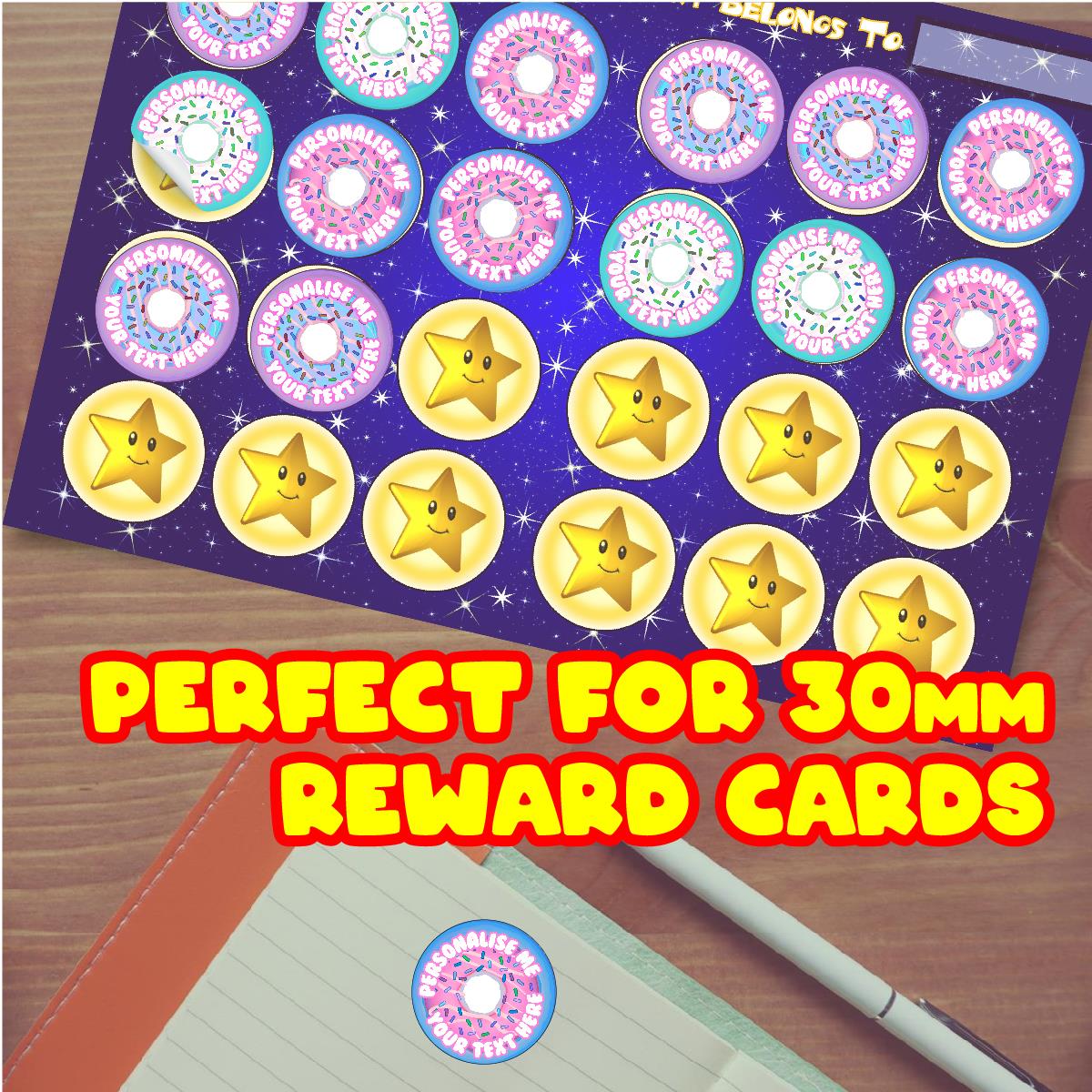 120 Bubblegum Scented Donut Personalised Stickers - Personalised 30 mm Scented Stickers - For Teachers Nursery Parents