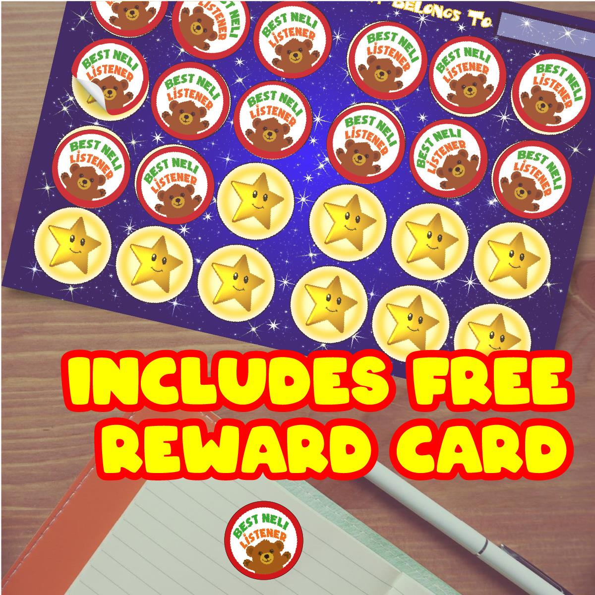 144 Best NELI Listener - 30mm - Glossy Reward Literacy Stickers for Teachers & Parents