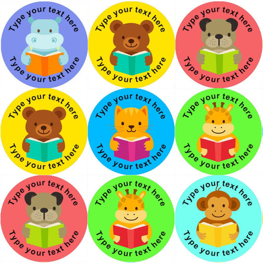 144 Personalised Reading Animals 30mm Reward Stickers for School Teachers, Parents and Nursery