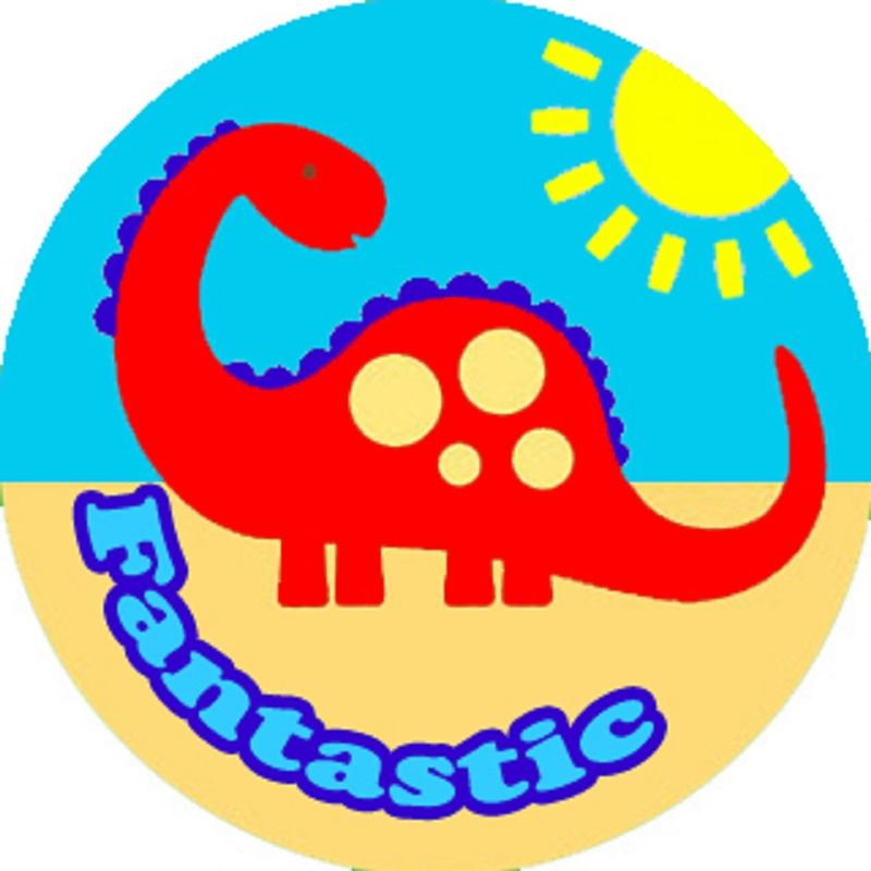 144 Big Colourful Dinosaur 30mm Round Children's Reward Stickers for Teachers or Parents