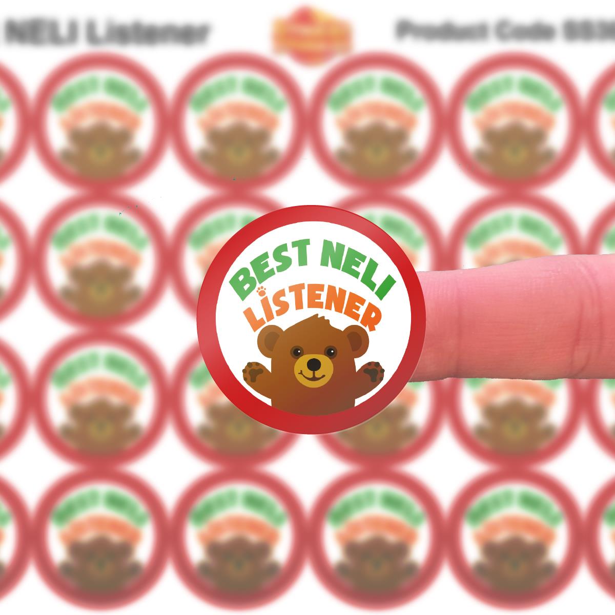 144 Best NELI Listener - 30mm - Glossy Reward Literacy Stickers for Teachers & Parents