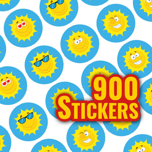 900 Mini Happy Sun 10mm Spot Reward Stickers for Teachers and Planner Charts