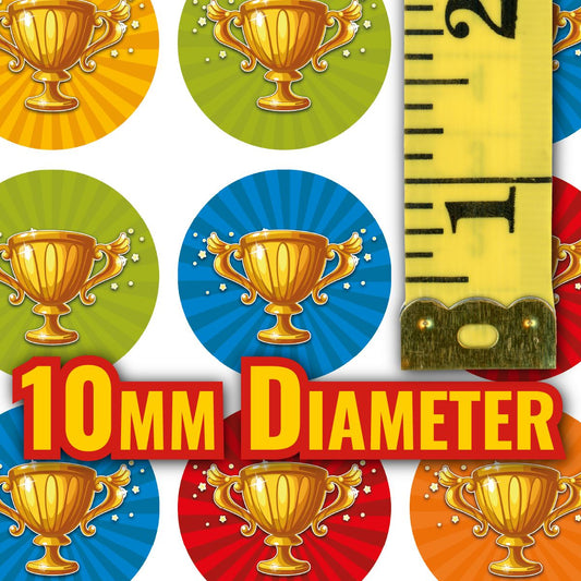 900 Mini Trophy Award Dot 10mm Spot Reward Stickers for Teachers and Planner Charts
