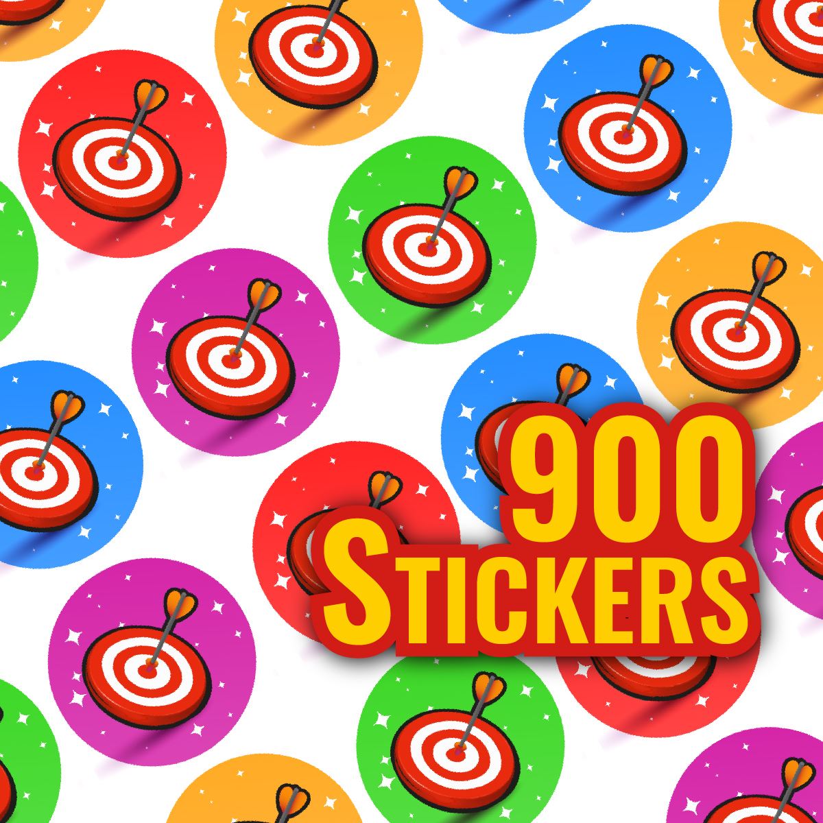 900 Colourful Mini Target Dots 10mm Glossy Teacher Reward Stickers Spot Stickers Journal Stickers
