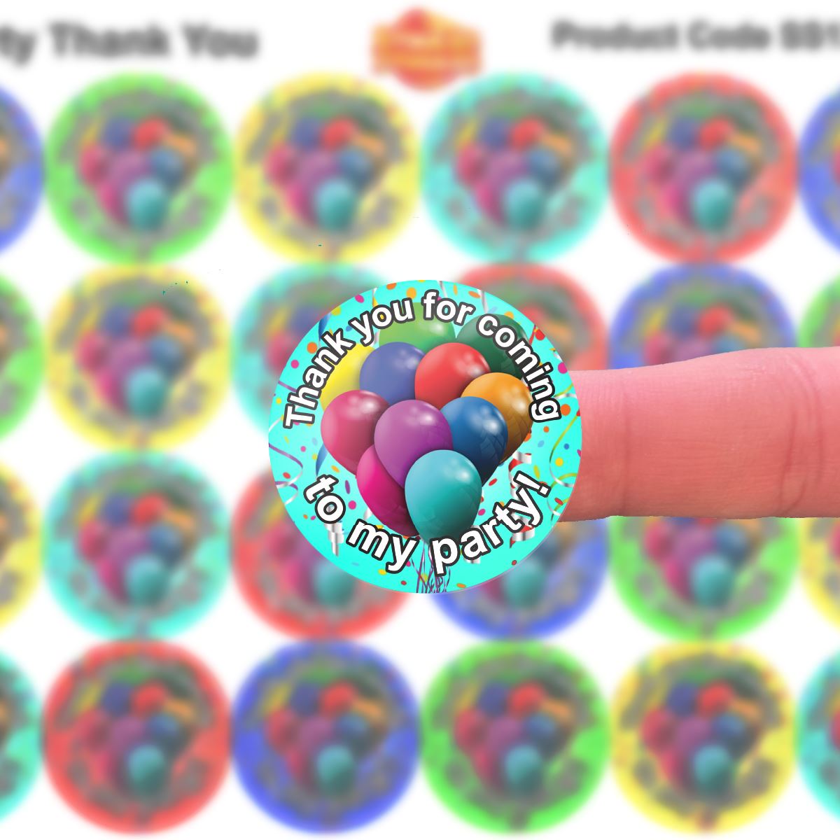 144 Thank You For Coming To My Party 30mm Children's Birthday Thankyou Stickers