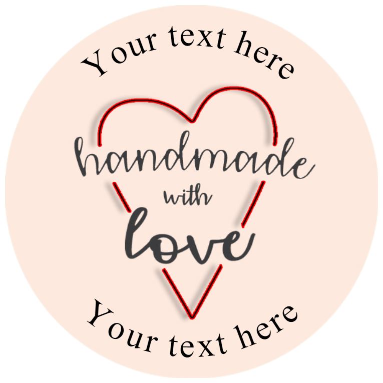 144 Personalised Handmade with Love 30mm Glossy Stickers Labels