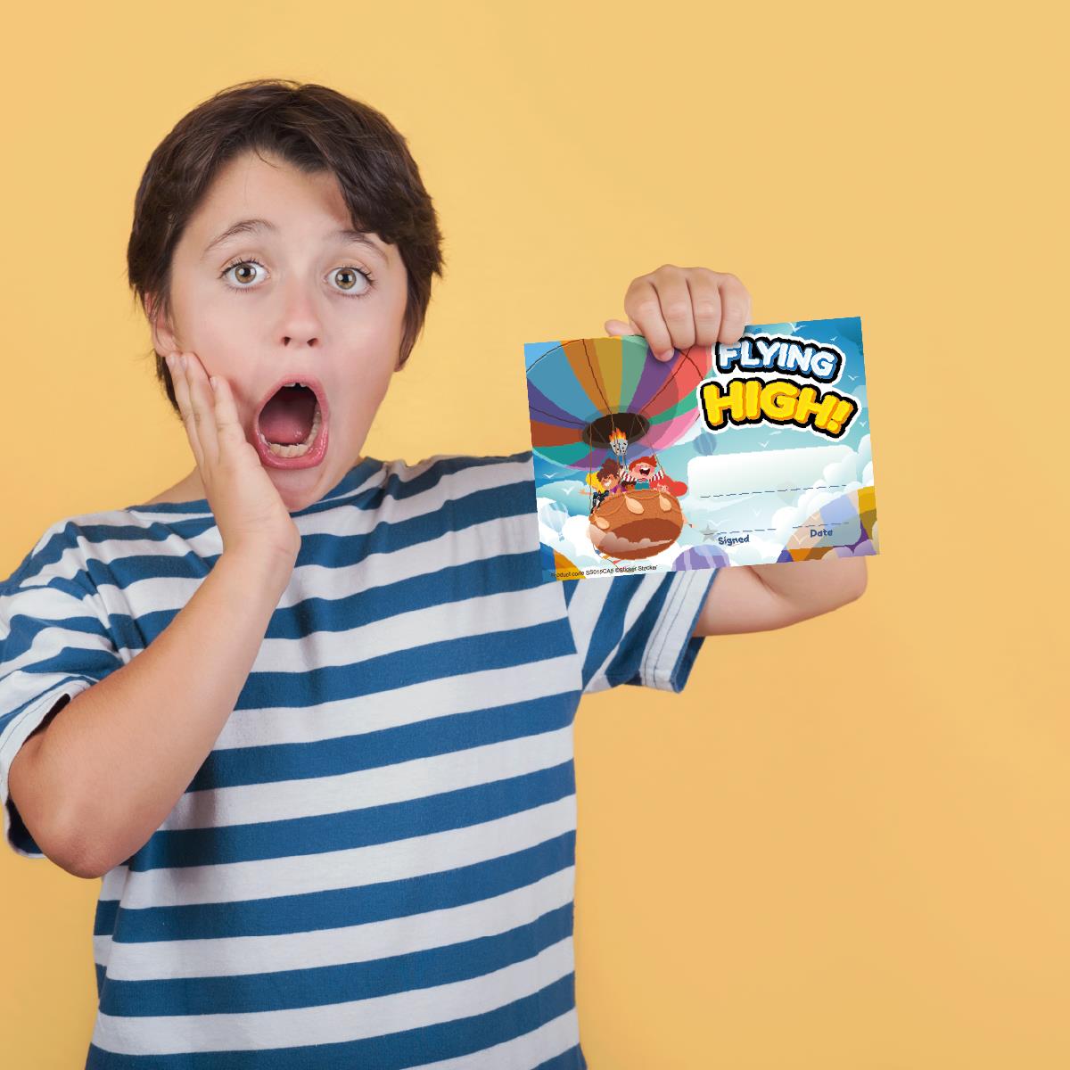 30 Flying High award certificates for school teachers, 250gsm A5 silk finish card