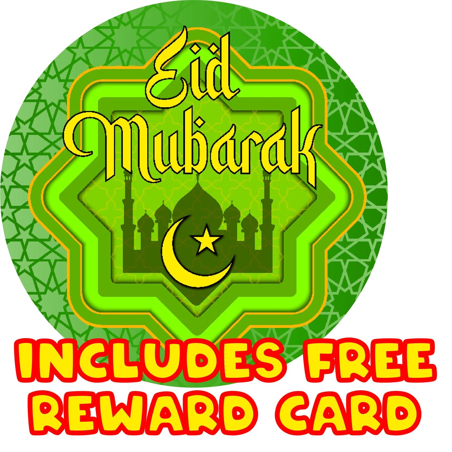 144 Colourful Eid Mubarak 30mm Glossy Stickers