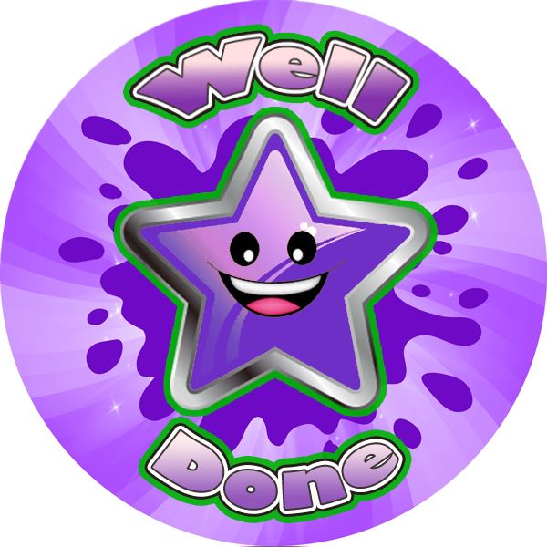 120 Mixed Berry Well Done 30mm Scented Reward Stickers for Teachers, Parents and Party Bags