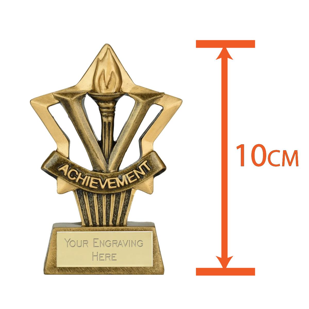 Mini Star Plus Achievement Award Trophy 10cm Resin FREE engraving and Certificate