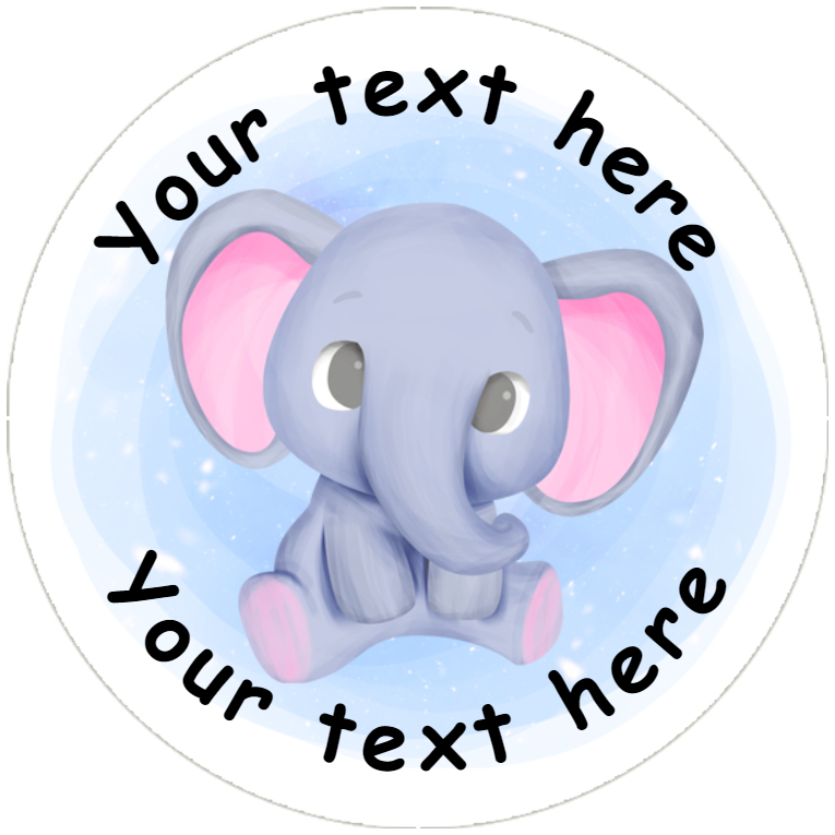 Sticker Stocker 144 Blue Elephants Personalised 30 mm Reward Stickers for School Teachers, Nursery, Baby Showers