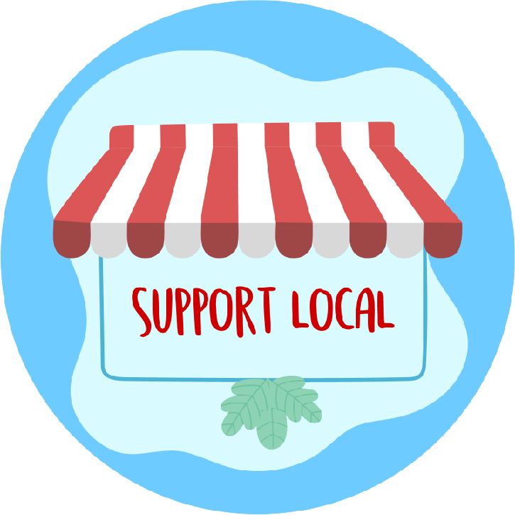 144 Support Local 30mm Shop Themed Glossy Labels ideal for product packaging