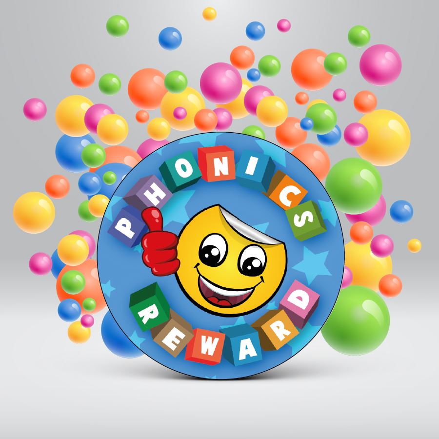 144 Phonics Rewards 30mm Round Children's Reward Stickers for Teachers or Parents