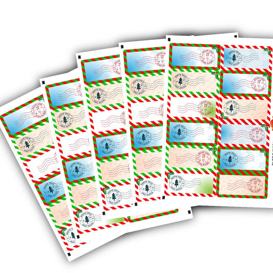 72 North Pole Santa Stamp Labels, Christmas Stamp 60mm x 28mm